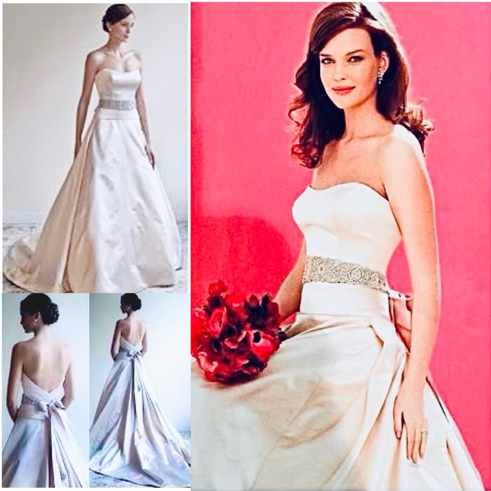 🎉2x Host Pick!🎉 Lazaro silk wedding gown LZ3761 w/beaded sash belt